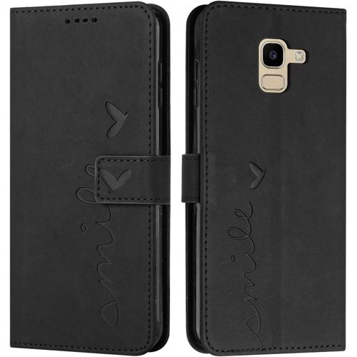 Coque Pour Samsung Galaxy J6 2018, Étui Housse En Cuir Pu Premium Samsung Galaxy J6 2018, Magnetique Flip [Pochette De Portefeuille], Etui De Protection Pour Samsung Galaxy J6 2018 (#Noir)
