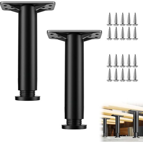 Pieds De Lit Réglable,22-42cm Pied De Meuble Salle De Bain Pied,Pieds De Meuble,Pieds De Meubles Réglables,Pour Table Chaise Armoires Canapé Jambe,Noir,2 Pièces