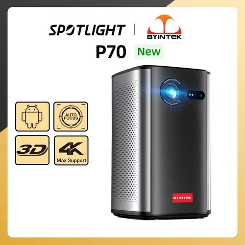 Vidéoprojecteur BYINTEK P70 Mini intelligent P70 3D 4K, Android, WiFi, 1080P, LED, DLP, batterie incluse