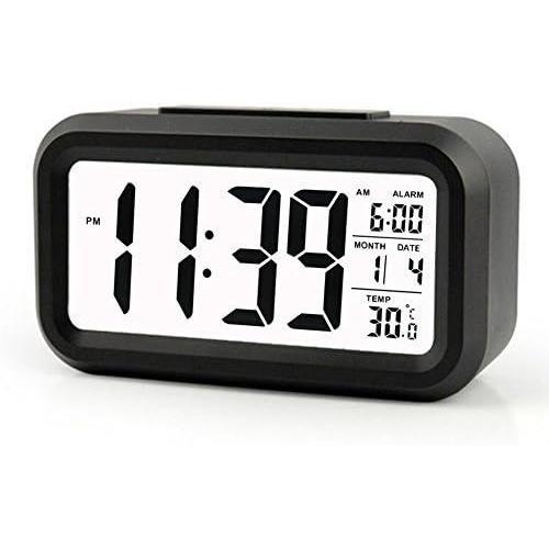 Créatif Réveil Matin Snooze reveille Horloge Alarme Clock Écran Rétroéclairé LED Affichage numérique de avec la fonction de spectacle de Date de Calendrier Température Temps Voyants Intelligents Noir