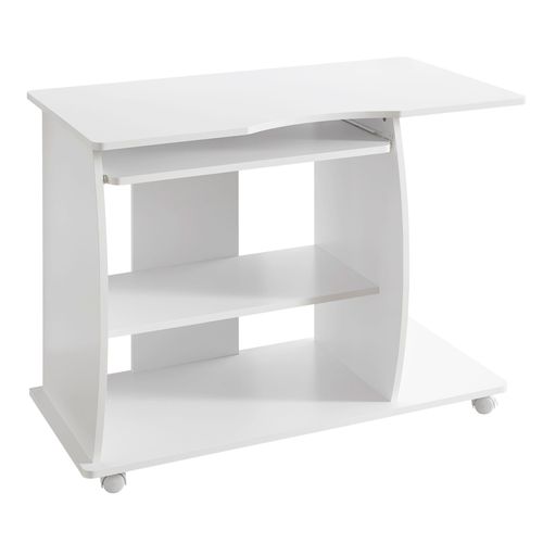 Table De Bureau 90x71x50cm Blanc Table Pc Table D'ordinateur Avec Roles
