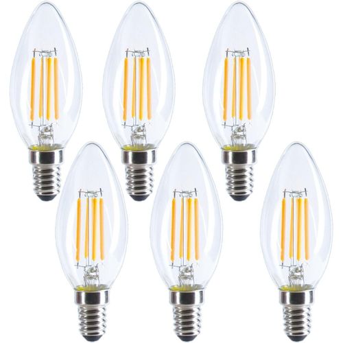 Ampoule Led Petit Culot À Vis E14 4w Blanc Chaud Équivalent À 40w 2700k 450lm En Forme De Bougie À Filament C35/B35 Cri>80,Lot De 6,Non Dimmable