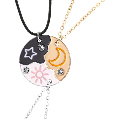 3 Pièces Collier D Amitie Collier Best Friends Bff Collier D'amitié Pour Toujours Meilleurs Amis Pour Filles Cadeaux D'anniversaire Pendentif Cadeaux Cristal Soleil Lune Pour Soeur Friend Cadeau
