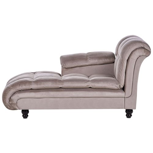 Chaise Longue Côté Droit En Velours Taupe Lormont