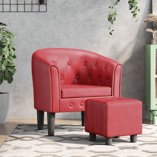 Vidaxl Fauteuil Cabriolet Avec Repose-Pied Rouge Bordeaux Similicuir