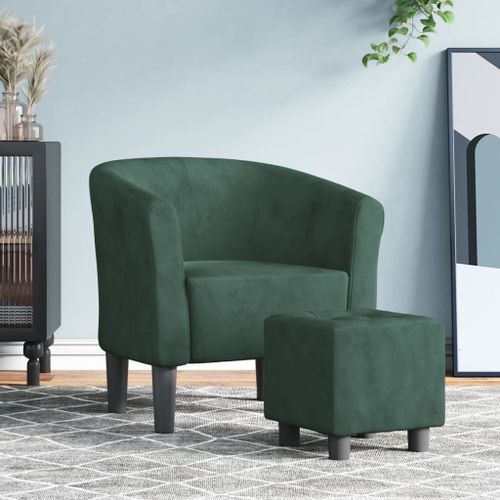 Vidaxl Chaise Cabriolet Avec Repose-Pied Vert Foncé Velours