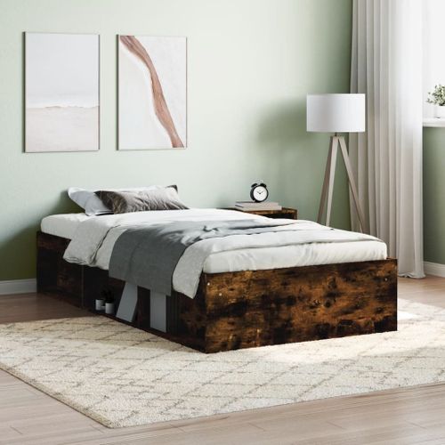 Vidaxl Cadre De Lit Sans Matelas Chêne Fumé 90x190 Cm