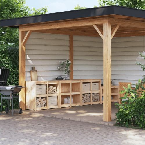 Vidaxl Armoires De Cuisine D'extérieur 3 Pcs Bois De Pin Massif