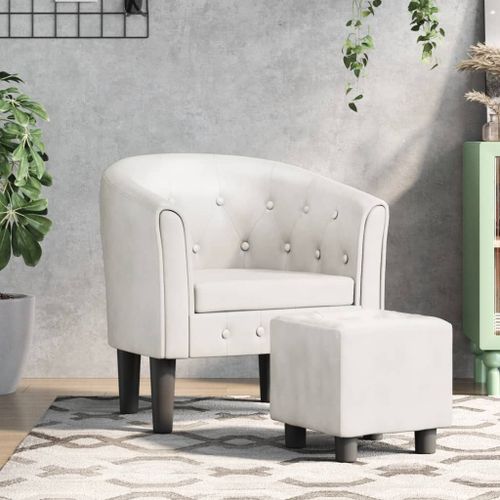 Vidaxl Fauteuil Cabriolet Avec Repose-Pied Blanc Similicuir