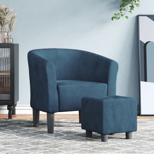 Vidaxl Chaise Cabriolet Avec Repose-Pied Bleu Foncé Velours