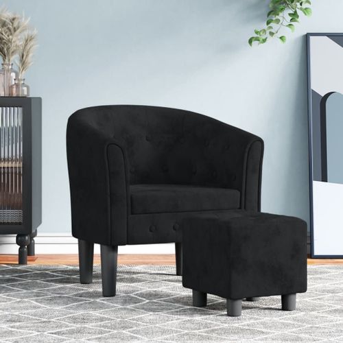 Vidaxl Fauteuil Avec Repose-Pied Noir Velours