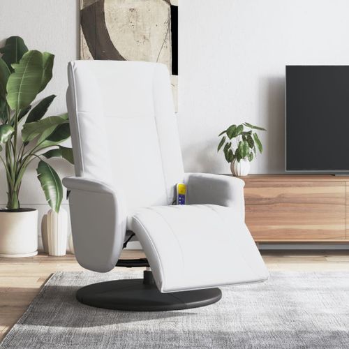 Vidaxl Fauteuil Inclinable De Massage Repose-Pieds Blanc Similicuir