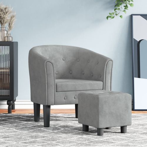 Vidaxl Fauteuil Cabriolet Avec Repose-Pied Gris Clair Velours