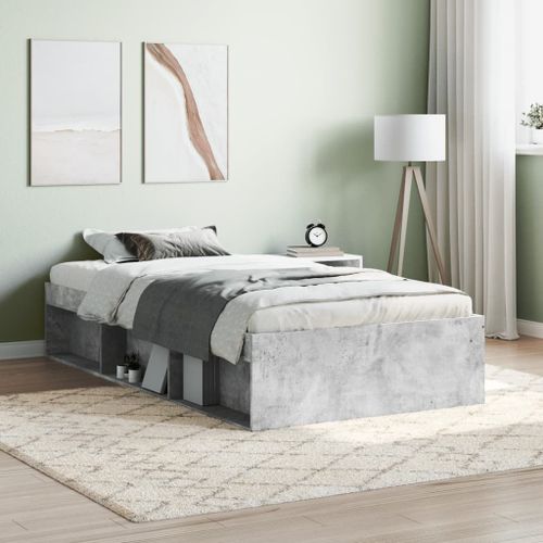 Vidaxl Cadre De Lit Sans Matelas Gris Béton 90x200 Cm