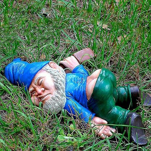 "Statue de Gnome nain en r¿¿sine, ornement de pelouse, Patio, Figurine de jardin, d¿¿cor ext¿¿rieur bleu"