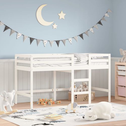 Vidaxl Lit Mezzanine Enfants Échelle Blanc 80x200 Cm Bois Pin Massif