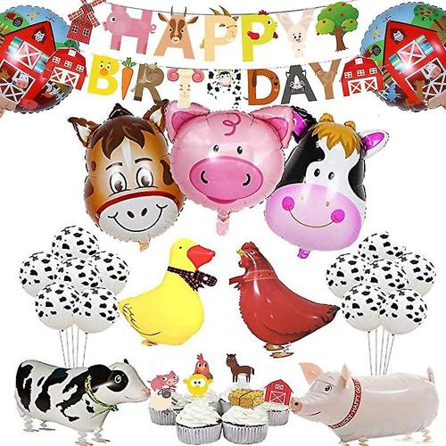 "D¿¿coration d'anniversaire d'animaux de ferme, banni¿¿re d'anniversaire d'animaux de ferme, fournitures de f¿ºte"