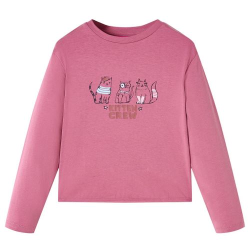 T-Shirt Enfants À Manches Longues Imprimé Chaton Framboise 104