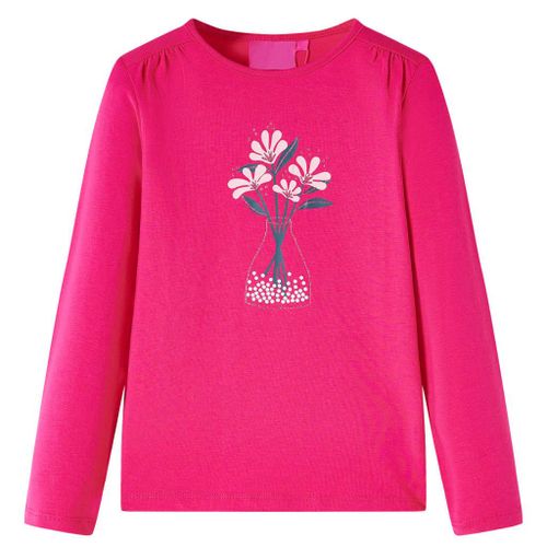 T-Shirt Enfants À Manches Longues Imprimé Floral Rose Vif 116