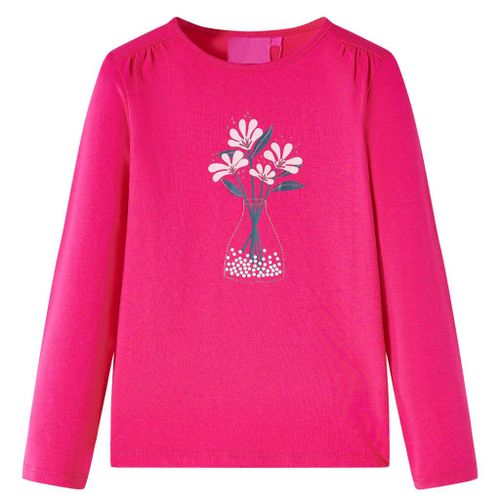 T-Shirt Enfants À Manches Longues Imprimé Floral Rose Vif 92