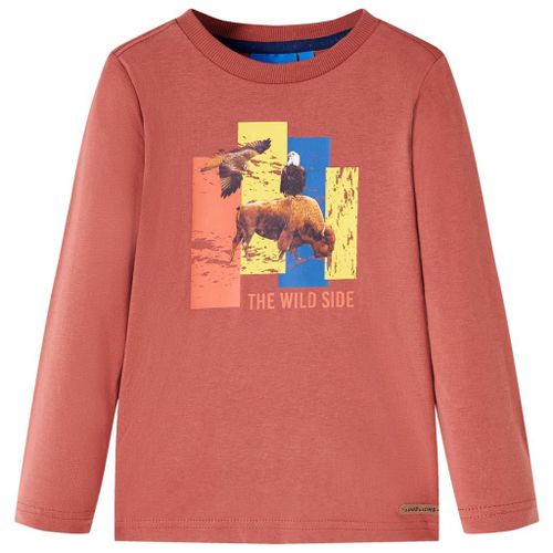 T-Shirt Enfants À Manches Longues Imprimé Bétail Et Oiseau Henné 92