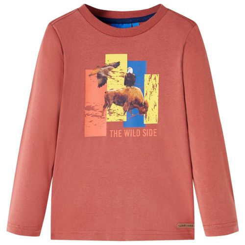 T-Shirt Enfants À Manches Longues Imprimé Bétail Et Oiseau Henné 116
