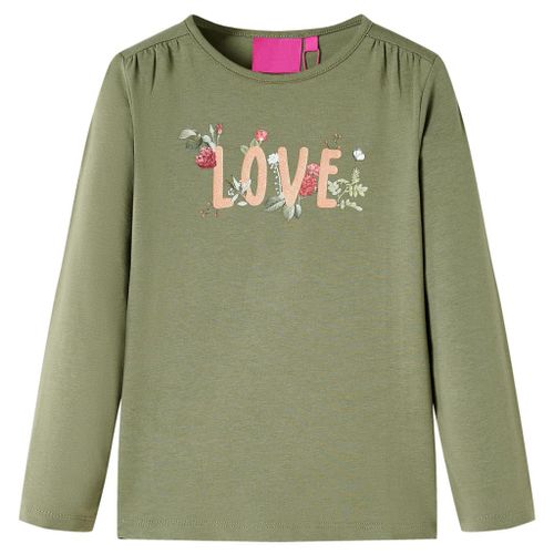 T-Shirt Enfants À Manches Longues Imprimé Love Kaki 116