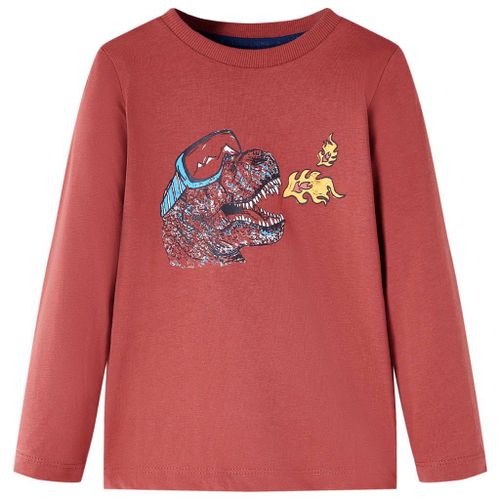 T-Shirt Enfants À Manches Longues Imprimé Dinosaure Rouge Brûlé 104