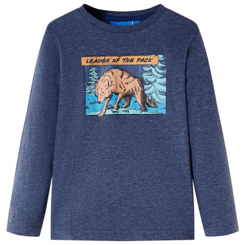 T-Shirt Enfants À Manches Longues Imprimé Loup Mélange Bleu Foncé 116