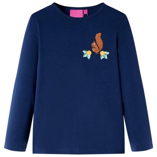 T-Shirt Enfants À Manches Longues Design Écureuil Bleu Marine 140