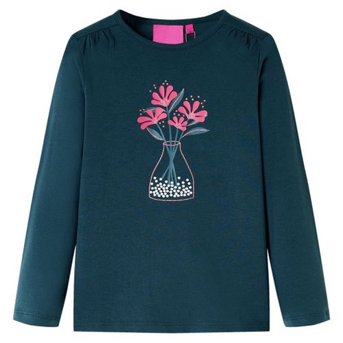 T-Shirt Pour Enfants À Manches Longues Imprimé Floral Vert Foncé 92