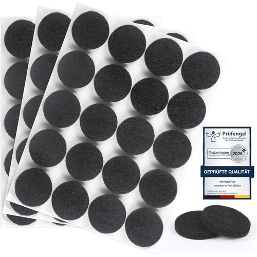 60 Pièces Patins en Feutre 25mm Patins pour Meubles Patin Chaise Épaisseur 5 mm pour Les Pieds de Meubles, Les Pieds de Chaises, Les Sols en Bois Dur (Noir, 25mm)