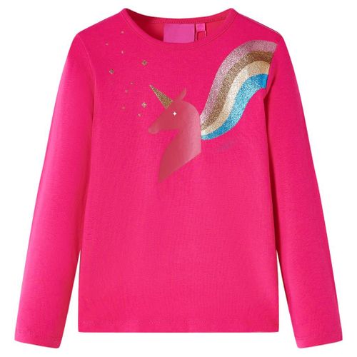 T-Shirt Enfants À Manches Longues Design Licorne Rose Vif 92