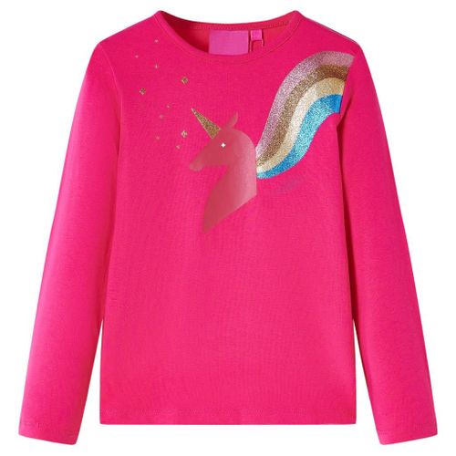 T-Shirt Enfants À Manches Longues Design Licorne Rose Vif 116