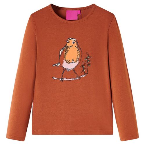 T-Shirt Enfants À Manches Longues Imprimé Oiseau Cognac 92