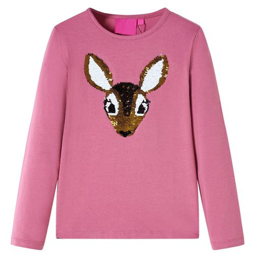 T-Shirt Enfants À Manches Longues Cerf Pailleté Framboise 104