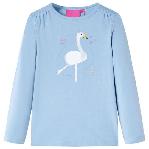 T-Shirt Enfants À Manches Longues Imprimé Cygne Bleu Clair 92