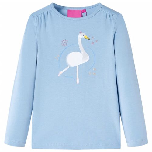T-Shirt Enfants À Manches Longues Imprimé Cygne Bleu Clair 140