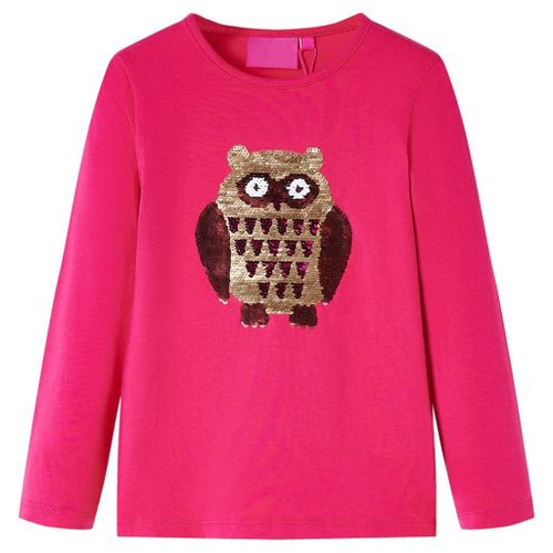 T-Shirt Enfants À Manches Longues Imprimé Hibou Rose Vif 104