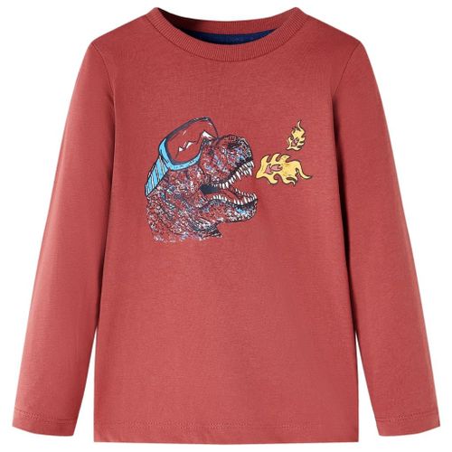 T-Shirt Enfants À Manches Longues Imprimé Dinosaure Rouge Brûlé 140