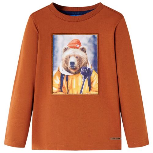 T-Shirt Enfants Manches Longues Imprimé Ours Orange Brûlé 104