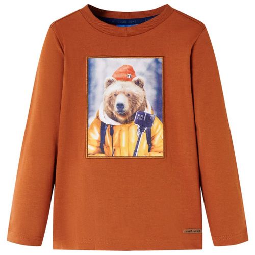 T-Shirt Enfants Manches Longues Imprimé Ours Orange Brûlé 128