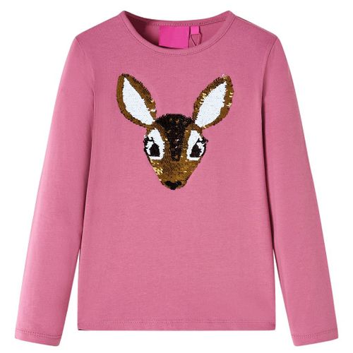T-Shirt Enfants À Manches Longues Cerf Pailleté Framboise 128