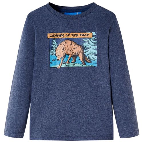 T-Shirt Enfants À Manches Longues Imprimé Loup Mélange Bleu Foncé 92