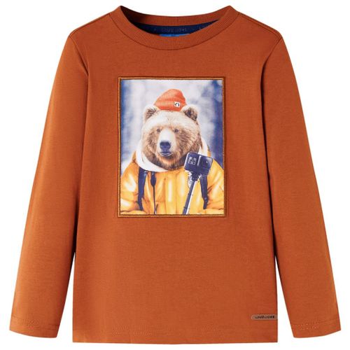 T-Shirt Enfants Manches Longues Imprimé Ours Orange Brûlé 116