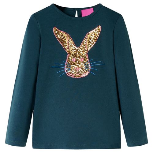 T-Shirt Enfants À Manches Longues Imprimé Lapin Vert Foncé 116