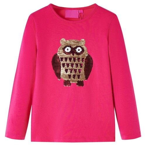 T-Shirt Enfants À Manches Longues Imprimé Hibou Rose Vif 92