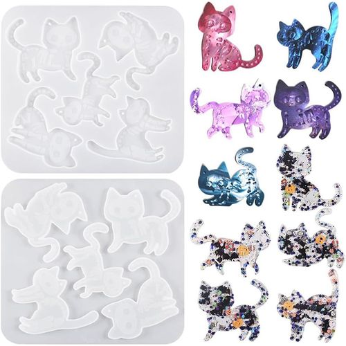 Moule En Résine Époxy Pour Chat En Forme De Chat, Verre, Silicone Pour Travaux Manuels, Pendentif, Collier, Boucles D'oreilles