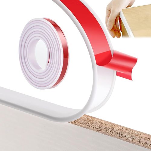 Ruban Adhésif pour Bords de Meubles Pliable Bande de Chant en Forme de U 16mmx5m Couvre Chant Restauration Bande de Protection Autocollante Meuble pour Bords d'armoire Bords de Plafond (Blanc, 5m)