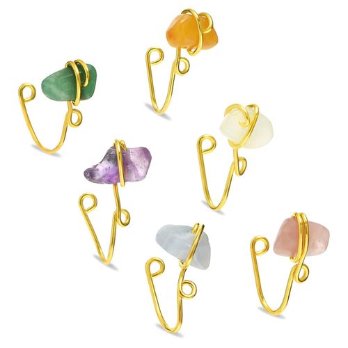 Anneau De Nez En Pierre De Cristal, Pince-Nez En Forme De U, Ensemble De Six